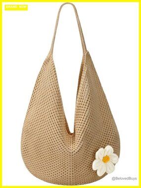 Crochet Beach Tote Bag Mesh Knit Handbag Shoulder Bag Summer